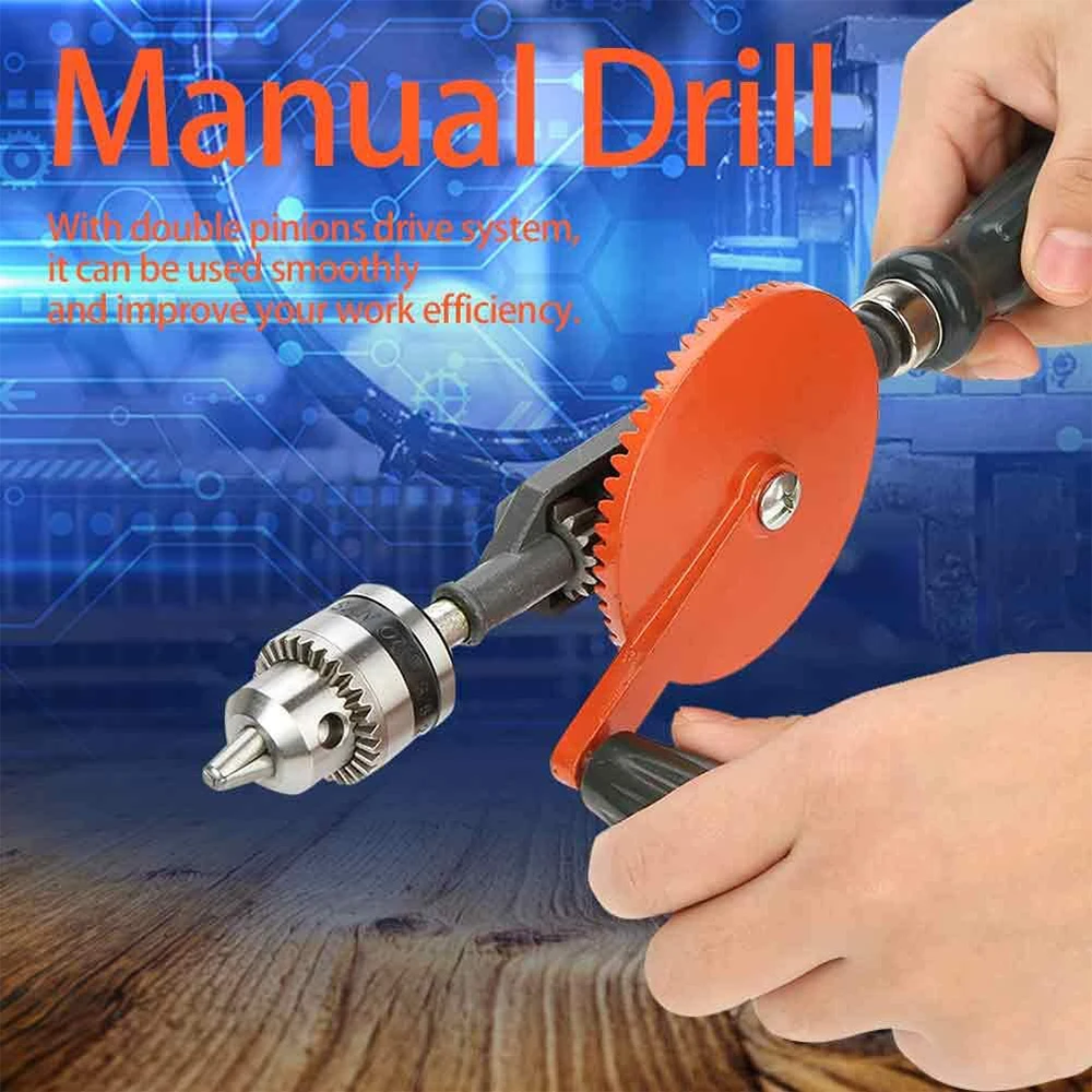 Manual Drill Multifunctional 1/4 3/8 Inch Double Pinions Crank Drill Hand Drill Tools