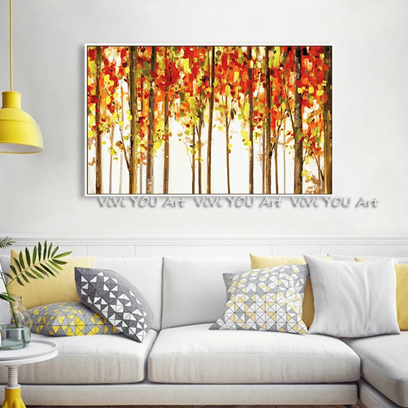 Red-maple-Forest-Tree-Landscape-Oil-Painting-On-Canvas-Modern-Home-Decoration-Wall-Art-Pictures-For