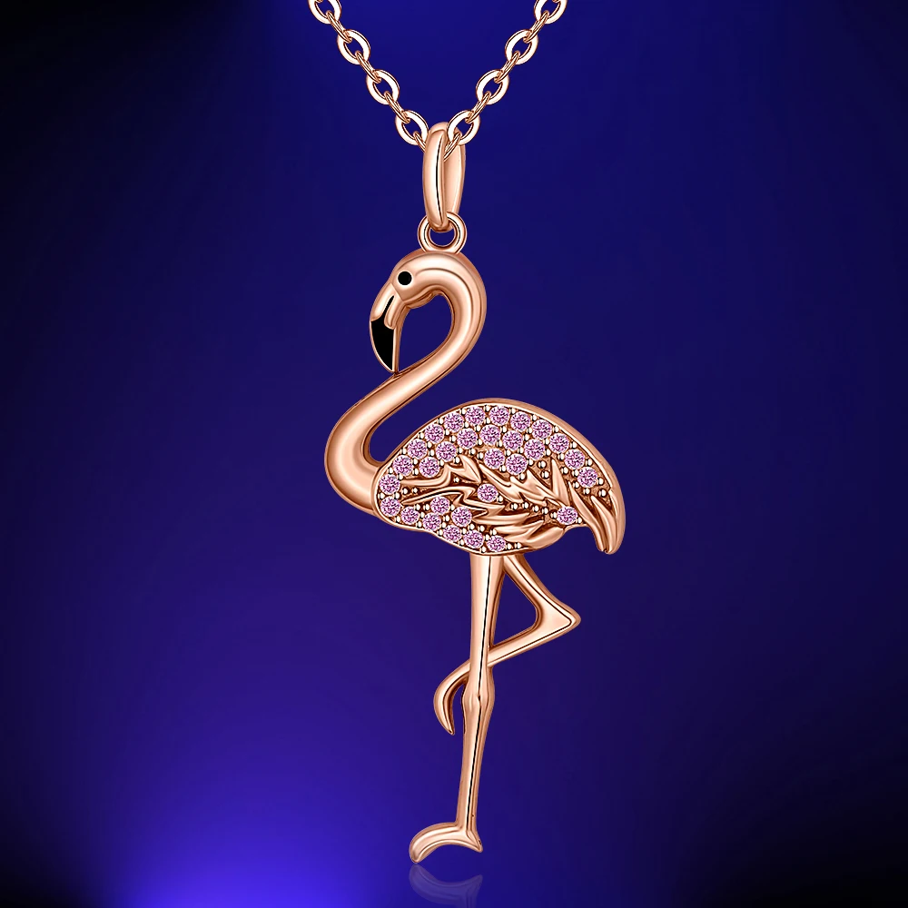 Diamond Accent Outline Flamingo Pendant in 10K Rose Gold | Peoples Jewellers