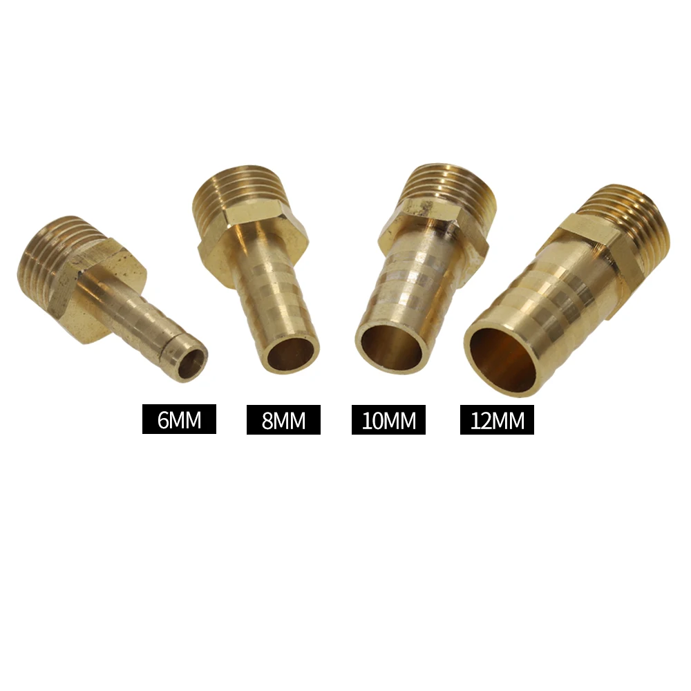 1 шт. латунный фитинг для труб 6 мм 8 10 12 шланг хвостовик 1/8 &quot1/4&quot 3/8 &quot1/2&quot Мужской
