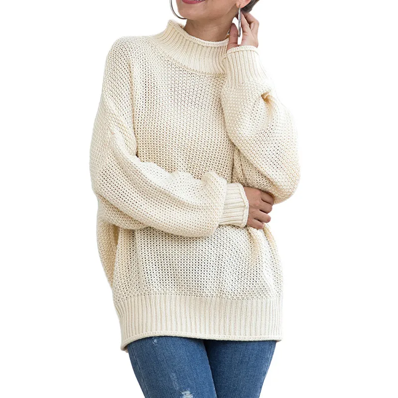 

Autumn Fashion Women Solid Color Oversized Pullover Winter Warm Basic Turtelneck Long Sleeve Sweater Top Versatile