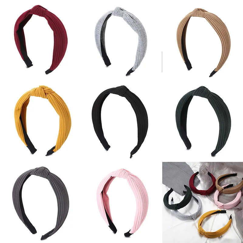 

Simple Cloth Headband Cross Cotton Soft 1PC Bow Knot Turban Hairband Comfortable Seaside Girls Sweet 8 Colors Gifts Solid