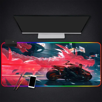 

RGB Mouse Pad Large Gaming Luminous Waterproof Non-slip Rubber Desk Mat Nebula Anime Mousepad Computer Laptop Keyboard Desk Pad