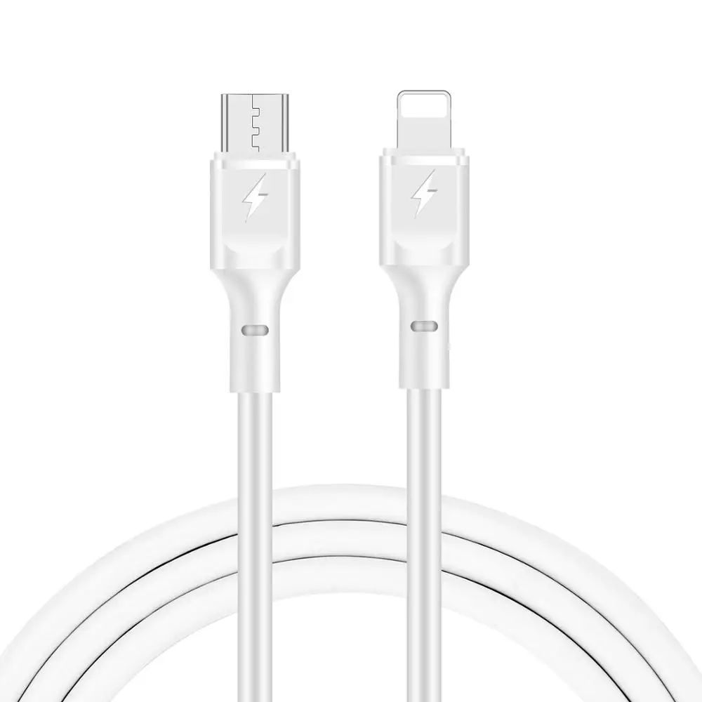 Белый USB Type C to 8 Pin Cable for iPhone 11 Pro X XS 8 XR 2.4A PD Fast USB C Charging Data Cable for Macbook PD Quick charge Cable - Цвет: Белый