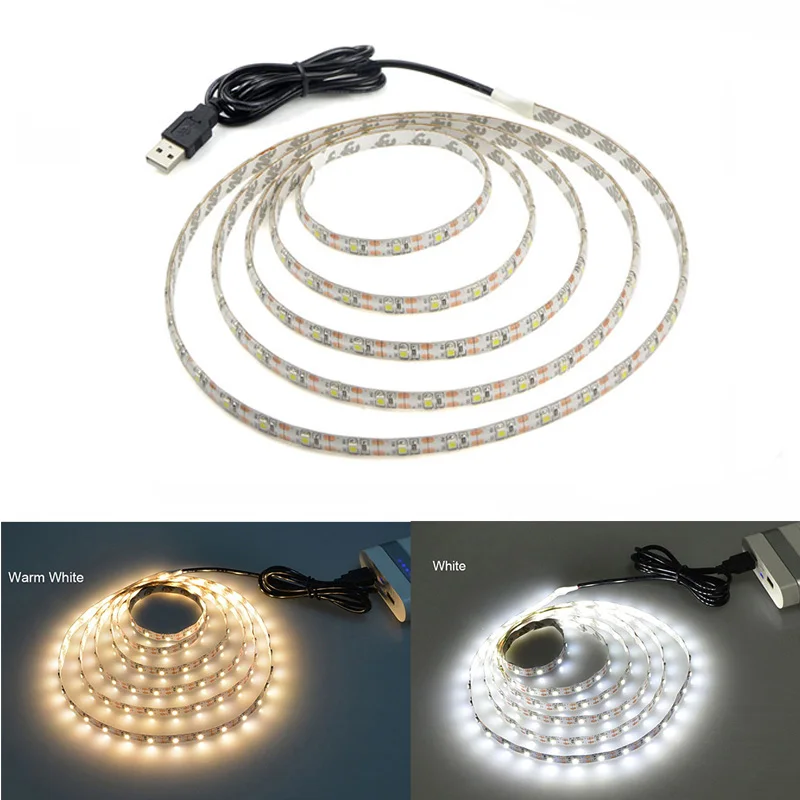 DC5V USB Светодиодная лента лампа 2835SMD гибкий светодиодный светильник лента 1 м 2 м 3M 4M 5 м HD ТВ Настольный экран подсветка Смещенный светильник ing
