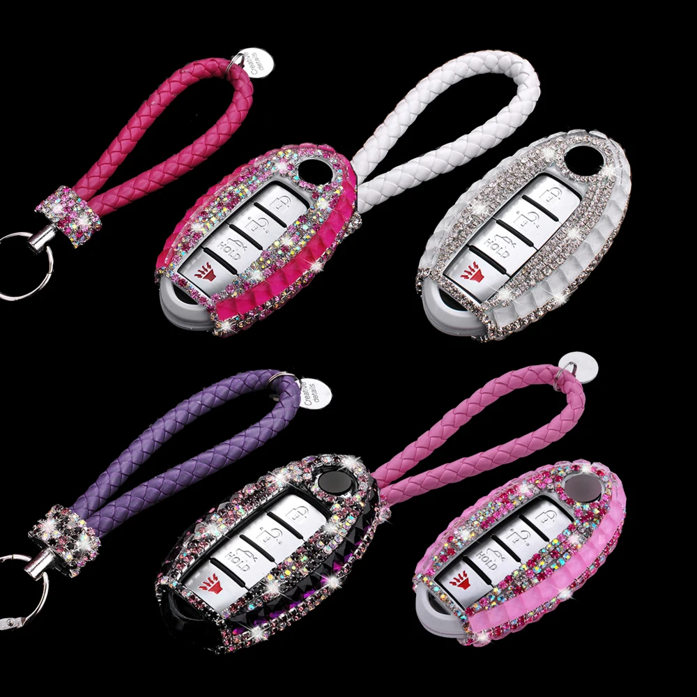 

Luxury Bling Diamante Diamond Crystal Fob Key Case Cover keychain fit for Nissan Infiniti QX50 Q50L Q60 Q70 QX6 A4