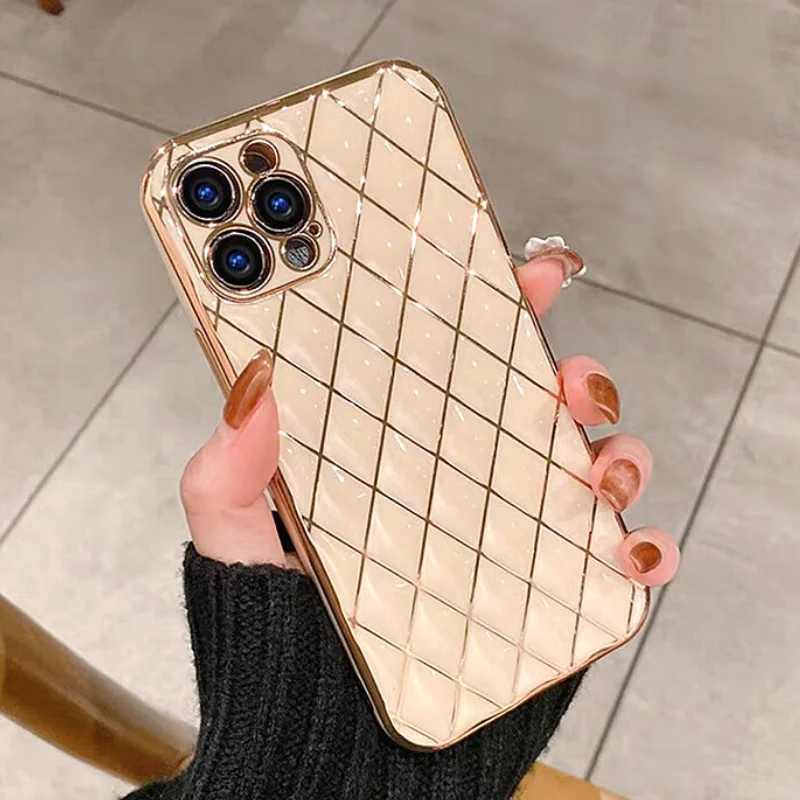 12 Pro Case Luxury Cc Gold Plated Diamond Electroplate Silicone Cover For Iphone 13 Pro Max 8 Plus 7 Xr Xs X Se 11 Pro Max Cases Mobile Phone Cases Covers Aliexpress