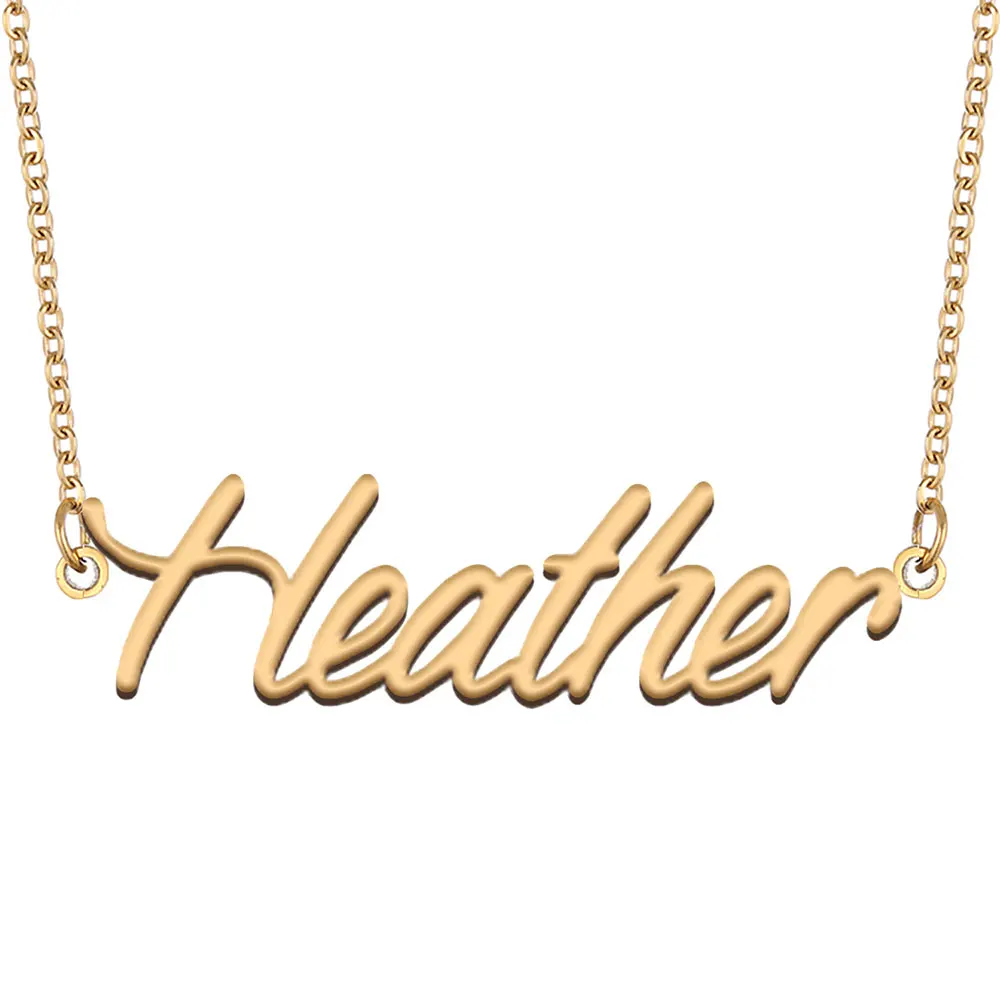 

Heather Name Necklace for Women Stainless Steel Jewelry Gold Plated Nameplate Chain Pendant Femme Mothers Girlfriend Gift