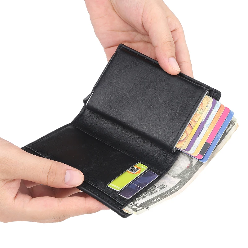 Rfid держатель для карт, мужские кошельки, кошельки для карт, мини тонкий портативный кошелек со слотом для карт, кожаный чехол для монет, модные кошельки