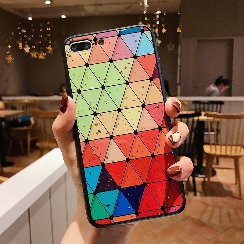 Модный Цветной чехол с узором ромба в клетку для huawei p20 pro золотой фольгой