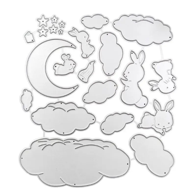 Good Night Rabbit Metal Cutting Dies Stencil DIY Scrapbooking Album Stamp Card | Дом и сад