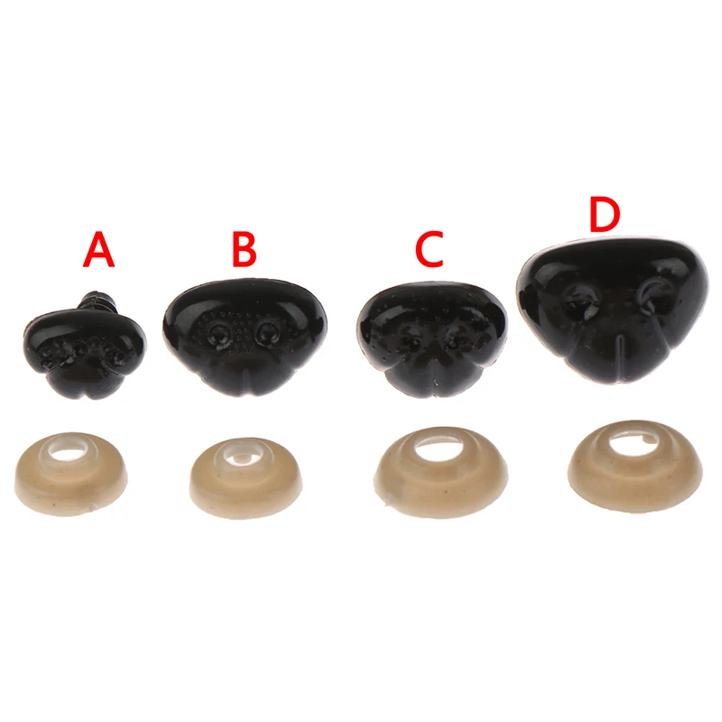 10Pcs/bag Black Oval Ellipse Oblong Doll Safety Nose Eyes for Bear Stuffed Toys Snap Animal with Plug Washers DIY Craft