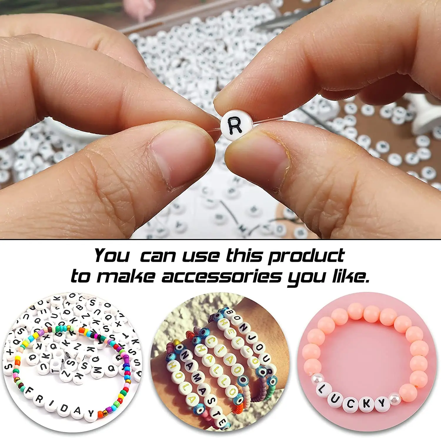 100pcs 7x4mm 6x6mm Mixed Alphabet Letter Beads Charms Beads for Making  Jewelry Diy Handmade Bracelets Accessories