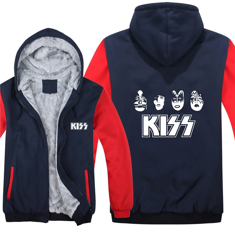 Kiss Band толстовки Мужские Пуловер Шерсть подклад куртки Kiss Band хип хоп толстовки с капюшоном модное пальто - Цвет: as picture