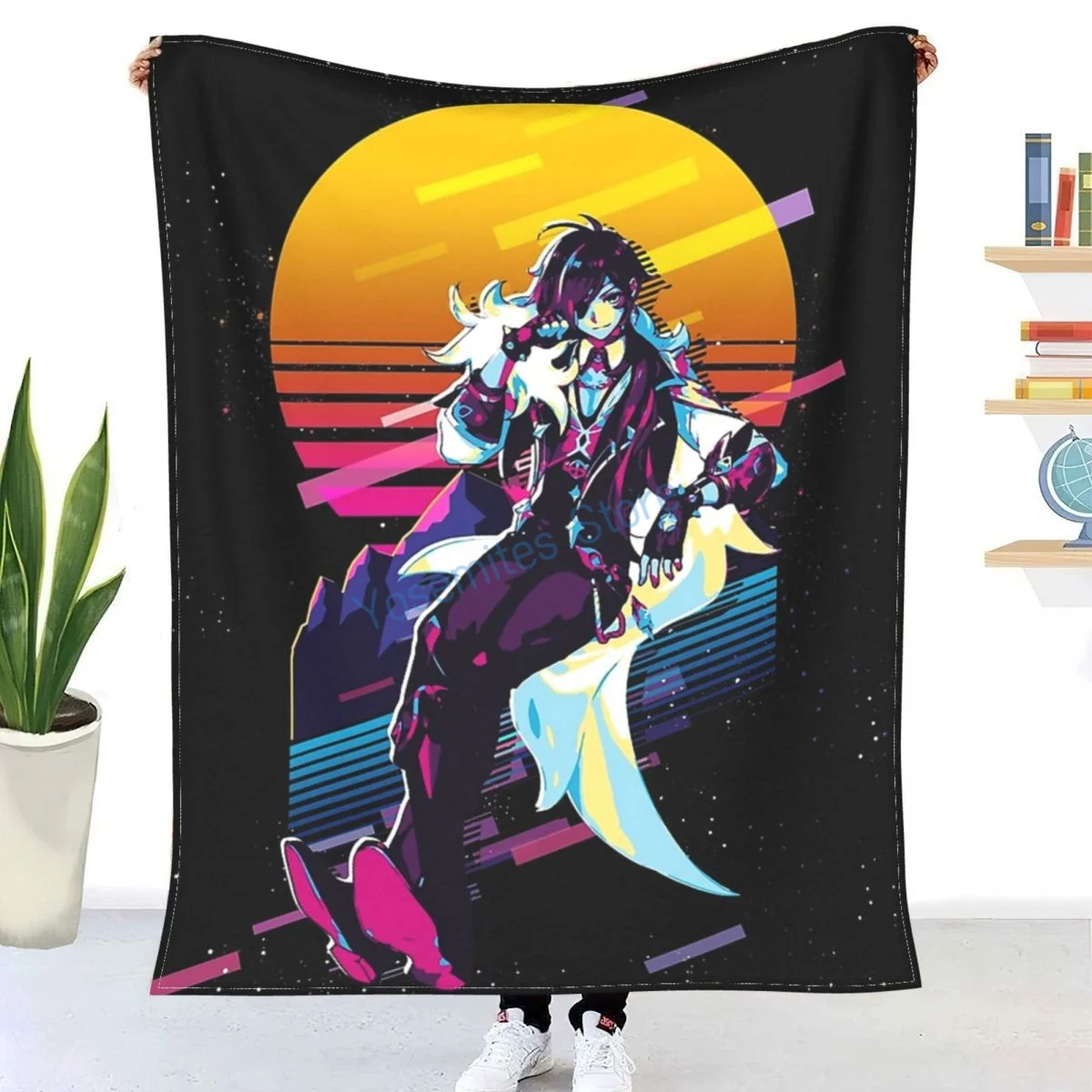 

Kaeya - Genshin Impact 80s Retro Throw Blanket Winter flannel bedspreads, bed sheets, blankets on cars and sofas, sofa covers
