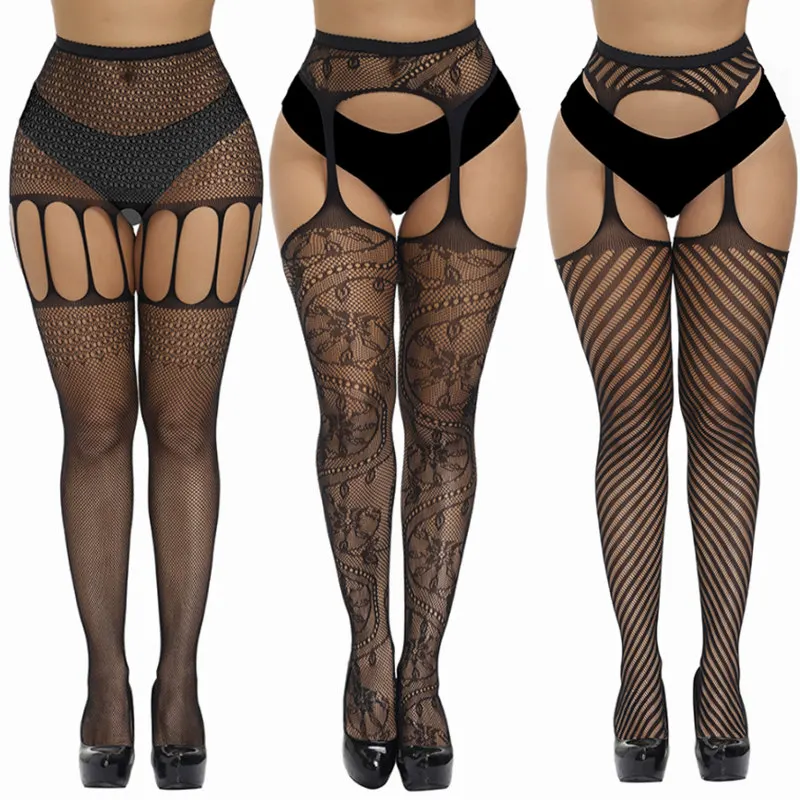 13 Styles Print Women Open Crotch Garter Belt Lingerie Pantyhose Tights fishnet stockings women pantyhose