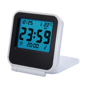

Alarm Clock Desktop Temperature Travel Snooze Mini Portable Date Clamshell Type Week Practical Digital Display ABS Ultra Slim
