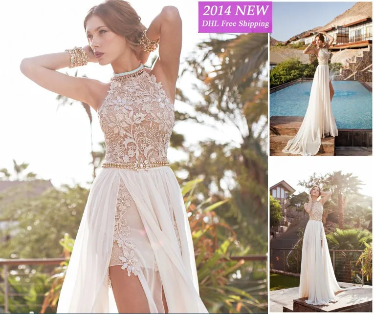 

2020 Sexy ver Through com rendas apliques Backless Chiffon vestidos de casamento vestido de noiva feito sob medida wedding dress