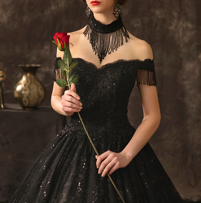 Свадебное платье 2020 потрясающее украшенное бисером черное свадебное платье роскошное длинное платье невесты высокое качество