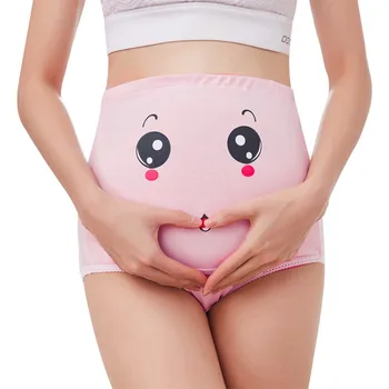 

Women 's High-waist Panties Cartoon Smile Seamless Soft Care Abdomen Underwear intimates pregnant panties maternity panties