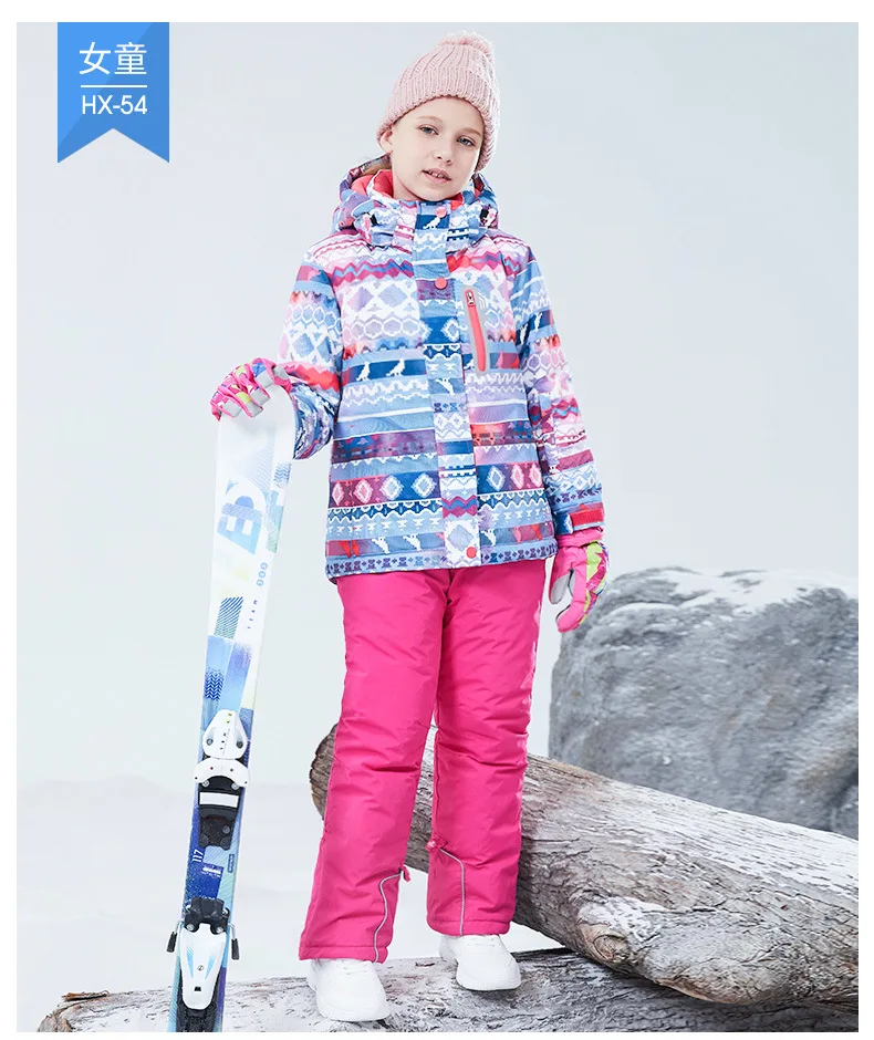 30 стильный Зимний костюм для детей, Для мальчиков и девочек катание на лыжах и сноуборде куртка водонепроницаемая зимняя одежда Зимние Детские платья для девочек Спорт на открытом воздухе пальто одежда