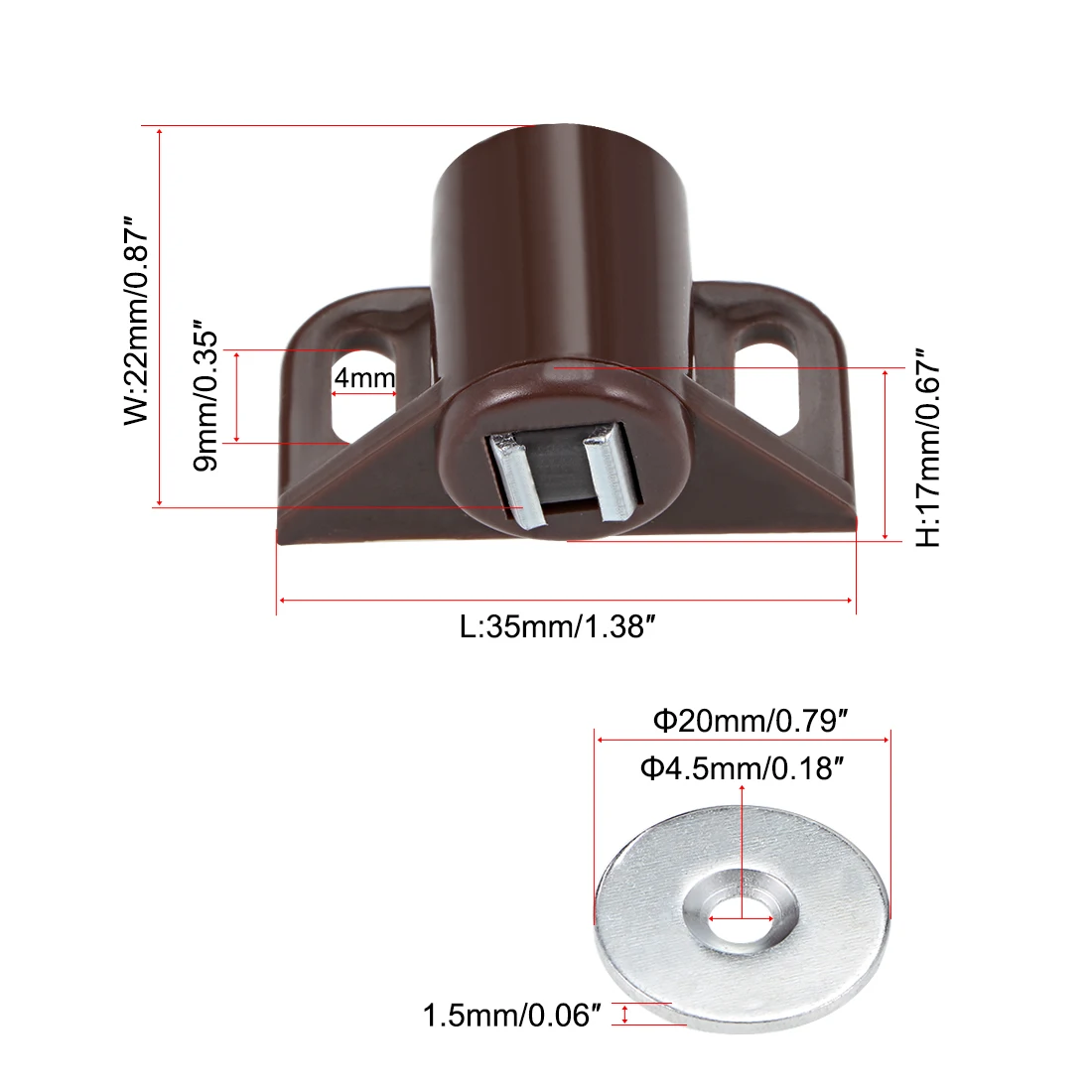 uxcell 2pcs Magnetic Catches Catch Cabinet Hardware Fittings Magnet Latch Catch for Cupboards Drawers Closet Cabinet Door