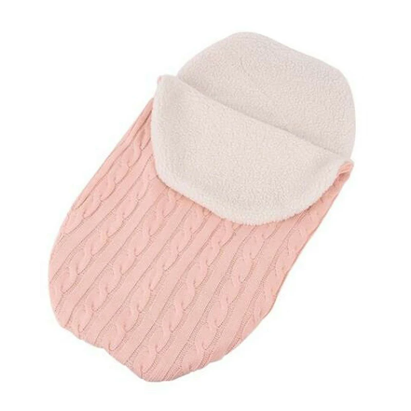 Новорожденный ребенок пеленать Вязание Шерсть Плетеный шарф Одеяло зима Открытый новорожденный кемпинг спальный мешок для путешествий Открытый мешок младенца - Цвет: Pink