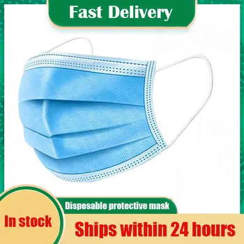 

Fast Delivery Disposable Protective Mask 5-500pcs Antibacterial 3 Layers Waterproof Meltblown Cloth Facial Cover Dust Proof Mask