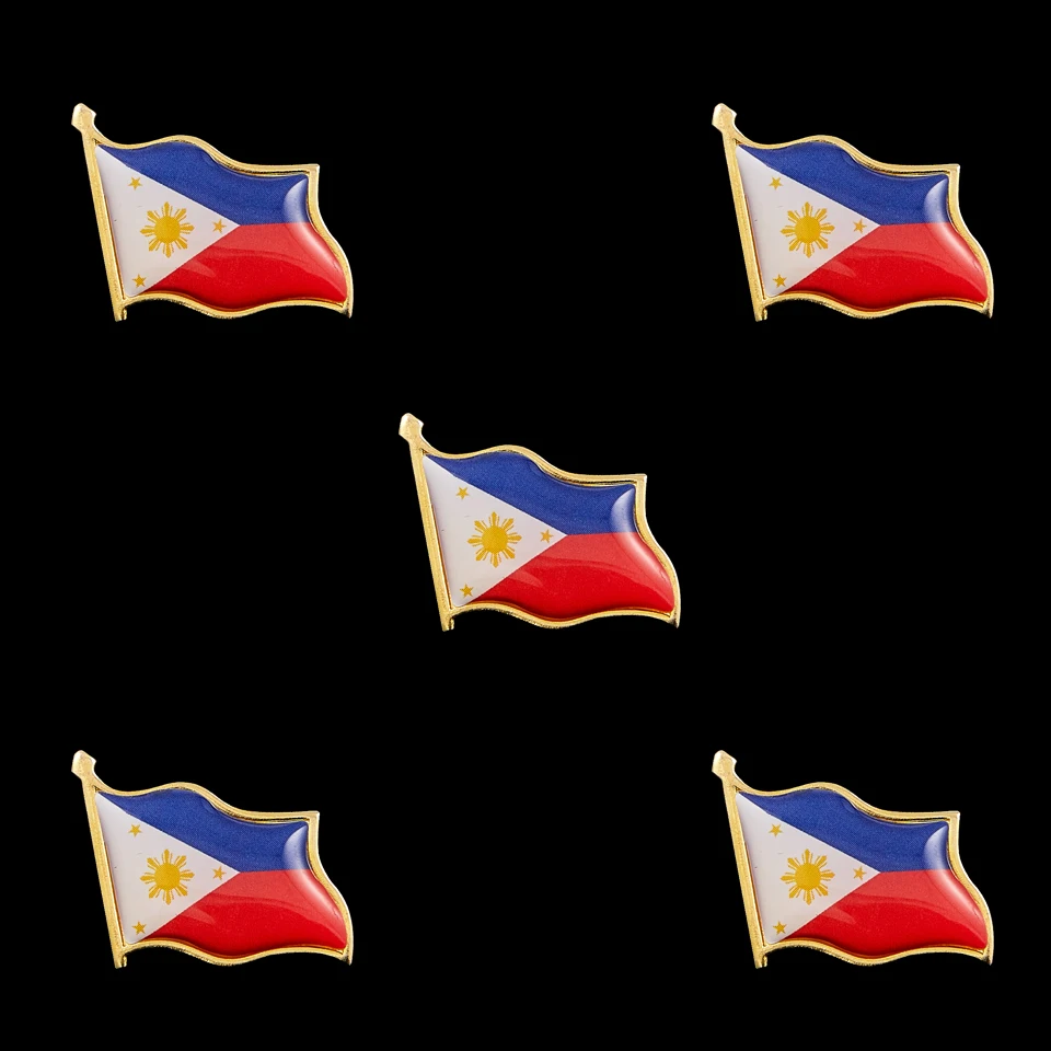 

5PCS Philippines Flag Brooch National Emblem Badge Tie Backpack Lapel Pin Jewelry Decoration