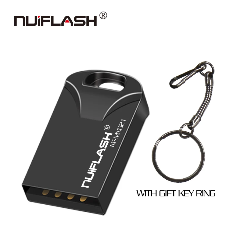 gray Nuiflash, мини флешка, 64 ГБ, Usb флеш-накопитель, 32 ГБ, USB2.0, флешка, 16 ГБ, 8 ГБ, 4 Гб, флешка, 128 ГБ, с подарочным кольцом, новейший u-диск - Цвет: gray