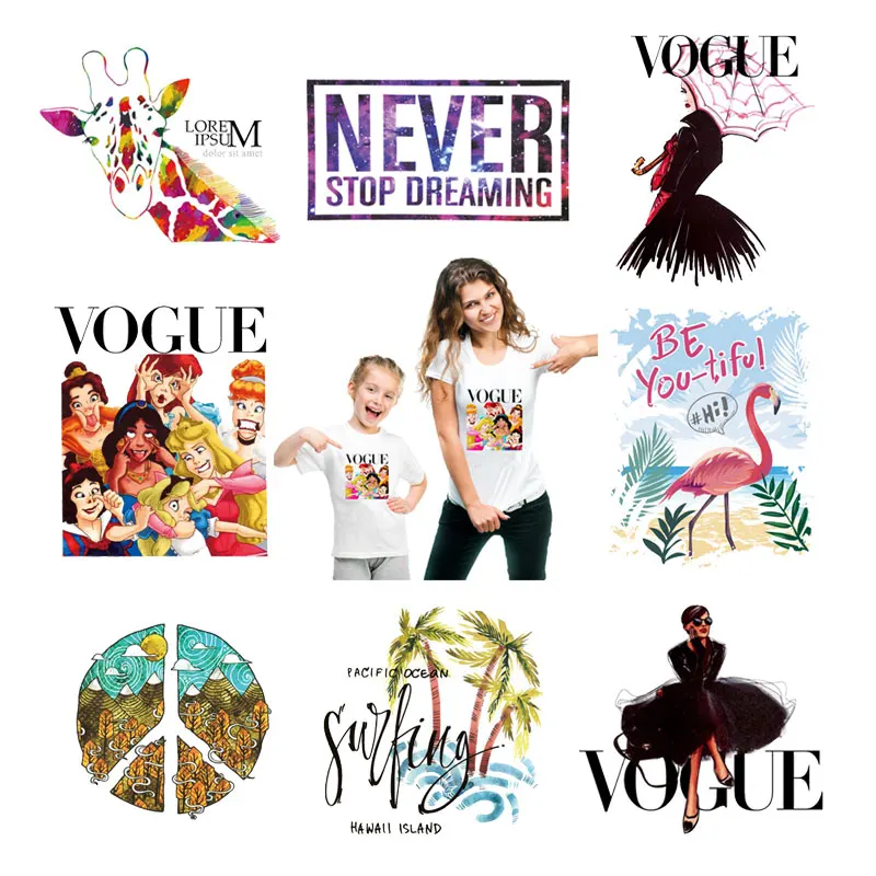 

Fashion Thermal Transfer Painting Lovely Decal Stripes On Jeans Jacket Cowboy T-shrit DIY Thermo-Sticker Heat Transfer Clothing