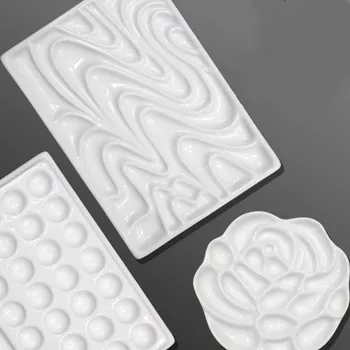 

Ceramic rectangular watercolor palette water ripple wave palette watercolor Chinese painting white porcelain palette