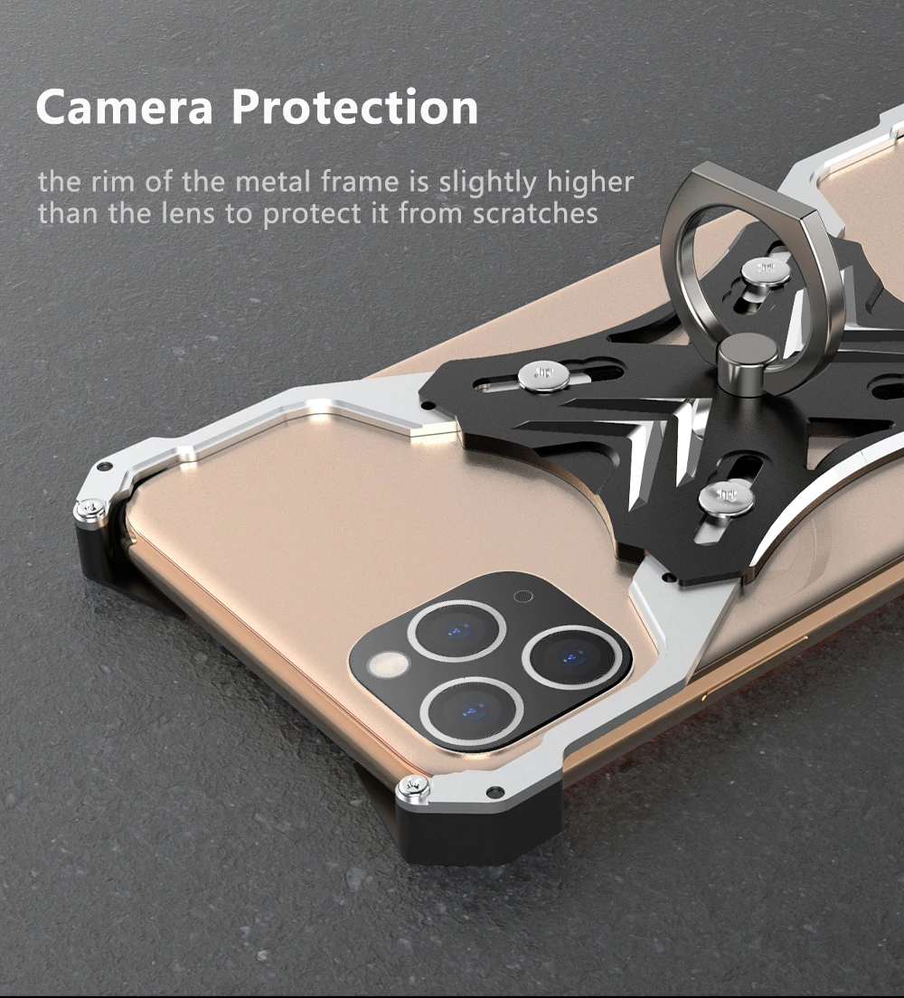 Для iPhone 11 Pro Max чехол Роскошный тонкий жесткий металлический алюминиевый сплав кольцо держатель противоударный Броня бампер чехол для iPhone 11