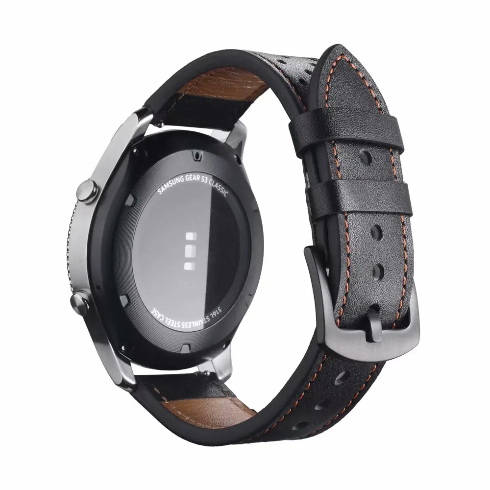 Кожаный ремешок для Samsung Gear S2/S3 Galaxy Active 42/46 мм 20 22 часов Huawei Watch GT/2 Huami Amazfit Bip