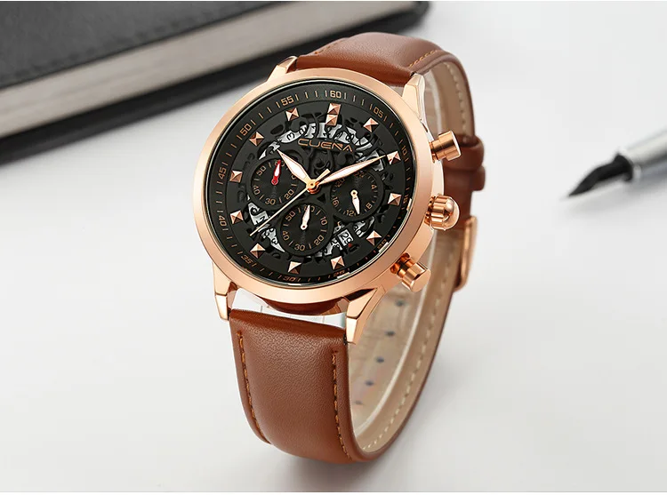 Clearance Sale Fashion Mens Watches Top Brand Luxury Military Quartz Watch Leather Waterproof Sport Chronograph Watch Men