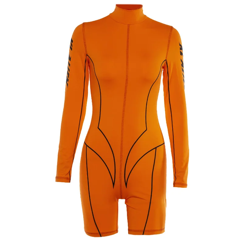 Новое поступление, Весенняя футболка с длинным рукавом и шорты, спортивный комбинезон, женский спортивный костюм для йоги и бега, женские костюмы для бега - Цвет: Оранжевый
