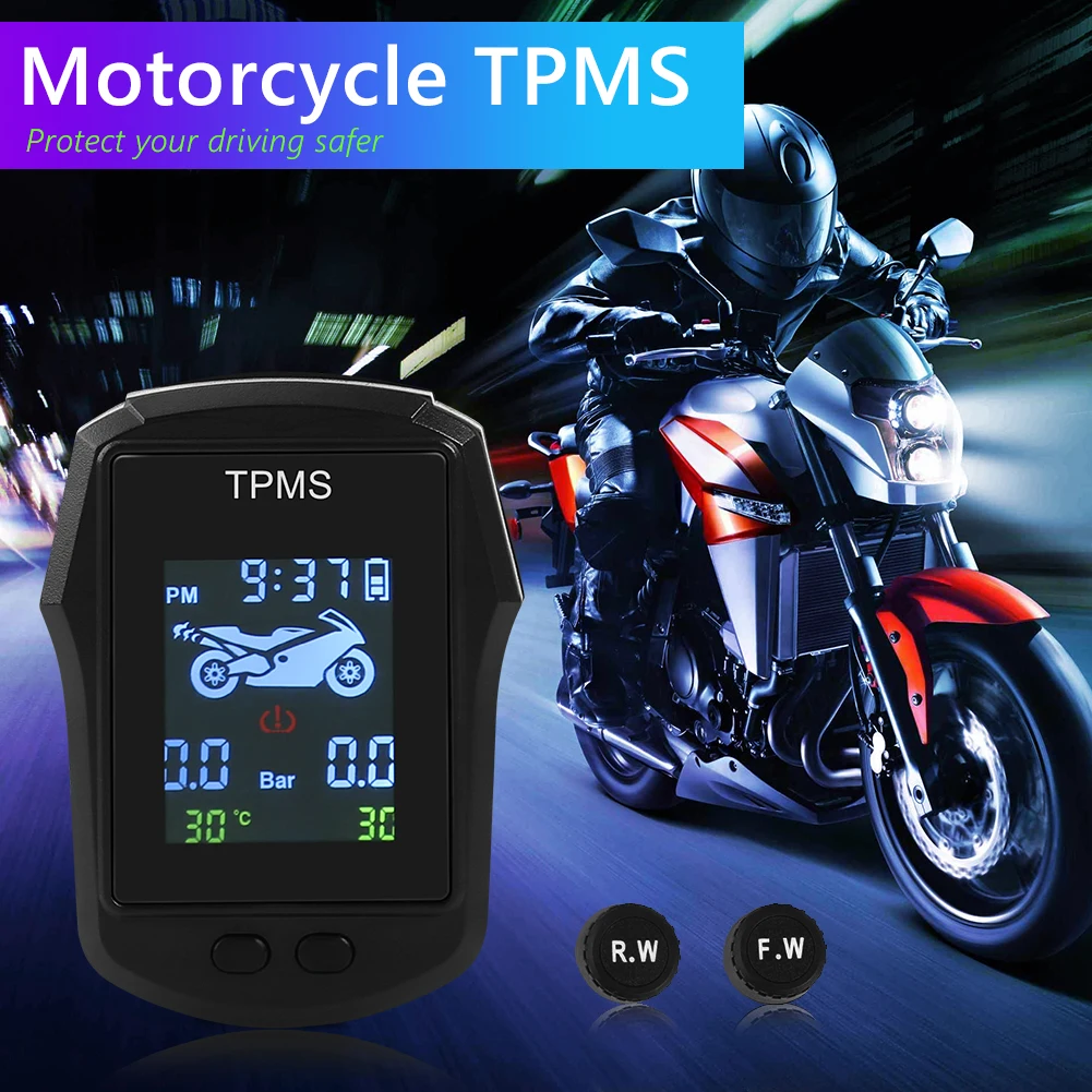 Waterproof Motorcycle TPMS Motorbike Digital LCD Display Tire Tyre Pressure Monitoring System with External Sensors