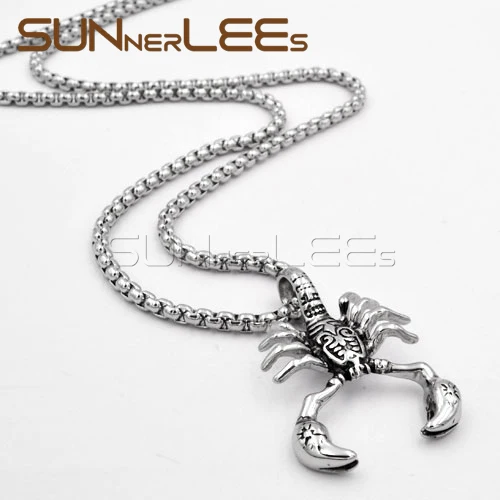 SUNNERLEES 316L Stainless Steel Pendant Necklace Punk Scorpion Link Chain Men Women Fashion Jewelry Gift SP32 | Украшения и