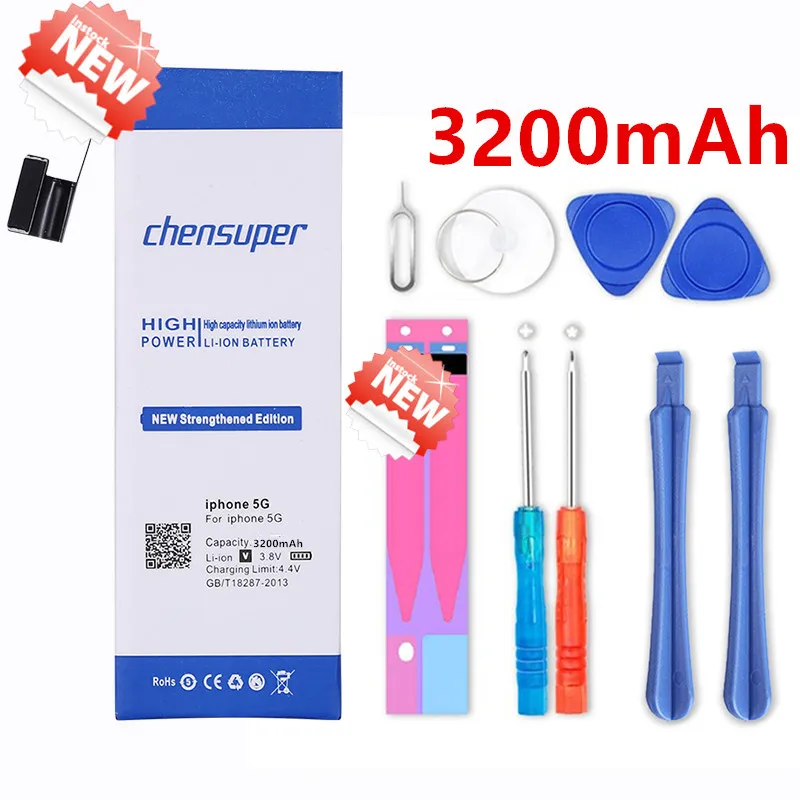 Batteria Chensuper 3200Mah Per Iphone 5 Per Iphone5 Per Iphone 5G Per Iphone5G Adesivo Strumenti Gratuiti