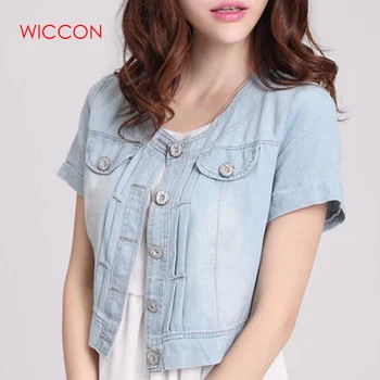 

New Ladies Denim Jackets Slim Fit Jeans Coat Classical Jackets Coats Short Sleeve Summer Casual Female Jackets Women S-3XL