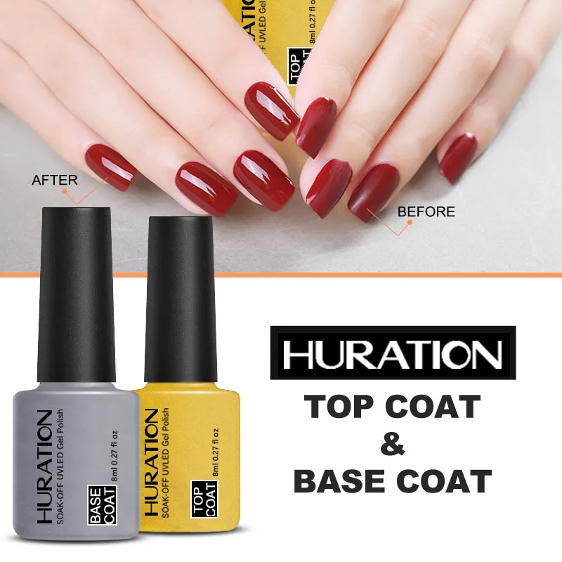 

Huration 2 pcs Base Coat Soak Off UV Nail Gel LED Primer for Nails Builder Manicure Gel Polish Transparent Nail Art Varnish