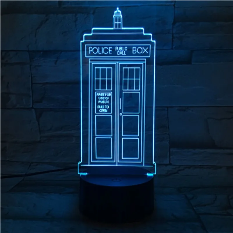 3D светодиодный ночник Doctor Who TARDIS 7 меняющих цвет ламп Полицейская коробка