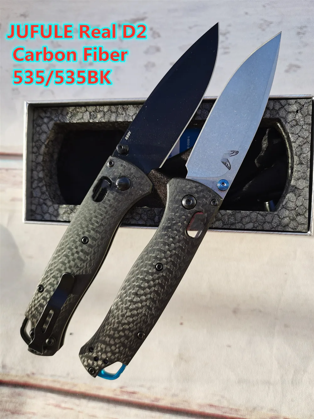 JUFULE 535-3 углеродное волокно D2 Mark S90V жесткий ящик/535 Нейлоновая Ручка 8Cr13 S30v софтбокс