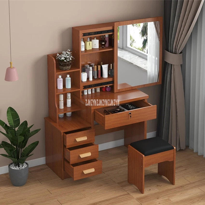 Modern Bedroom Vanity Set with Mirror, Drawer, Lock, and Stool - Simple Design, Durable Density Board Dressing Table image 4