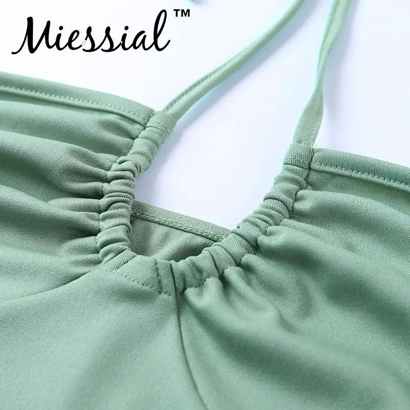 Miessial белый вязаный открытый короткий топ с бретельками женская черная одежда с открытой спинкой модные летние базовые сексуальные Клубные фестивальные Топы