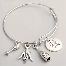 1 шт., бутылка Красного вина и открывалка для вина, очаровательный браслет, живой смех, любовь, Женский Сувенирный браслет, ювелирные изделия ручной работы E1048