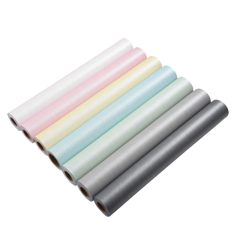 

New Gray linen pattern waterproof wallpaper self-adhesive solid color dormitory bedroom wall stickers cabinets furniture3m*60cm