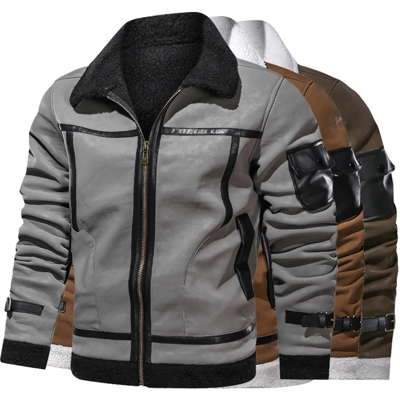 

Winter Jackets Men 2020 Brand New Warm Male Leather Jackets Faux Fur Collar Coats Windproof Leather Coat Male Winter Clothig