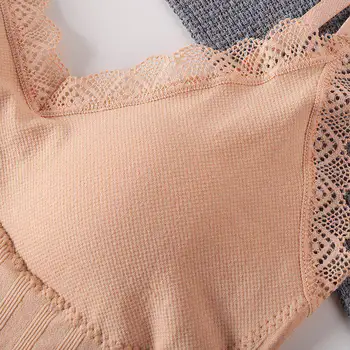 

Autumn Beauty Back Long Tank Tops With Chest Pad Women Lace Seamless Camisole Bottoming Vest