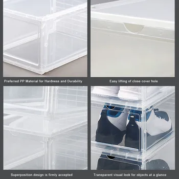 

Boot Shoe Plastic Storage Transparent Box Stackable Case Drawer Organizer Home BV789
